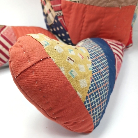 ANTIQUE HANDMADE Crazy Patchwork Fabric Stuffed Teddy Bear Freshly Dry Cleaned - Picture 6 of 11